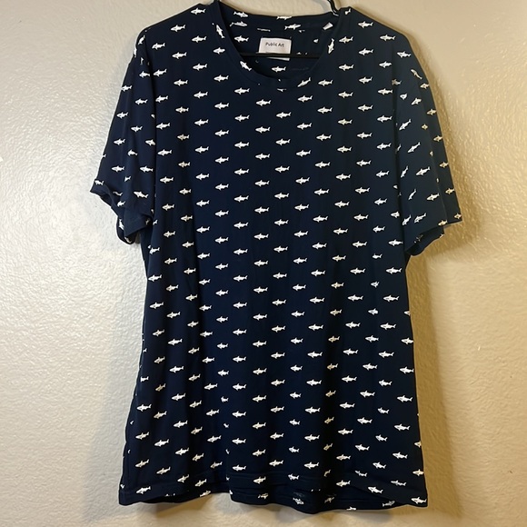 Public Art Be You Shark Print T-shirt In Navy - Picture 2 of 6